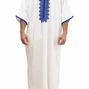 Kandora wit-donkerblauw